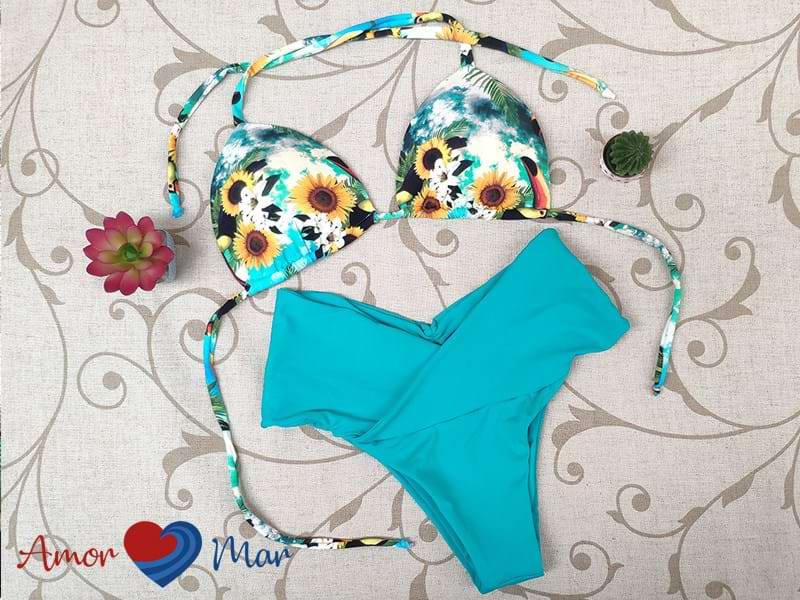 Cortinão com Calça Cós Alta Azul Celeste