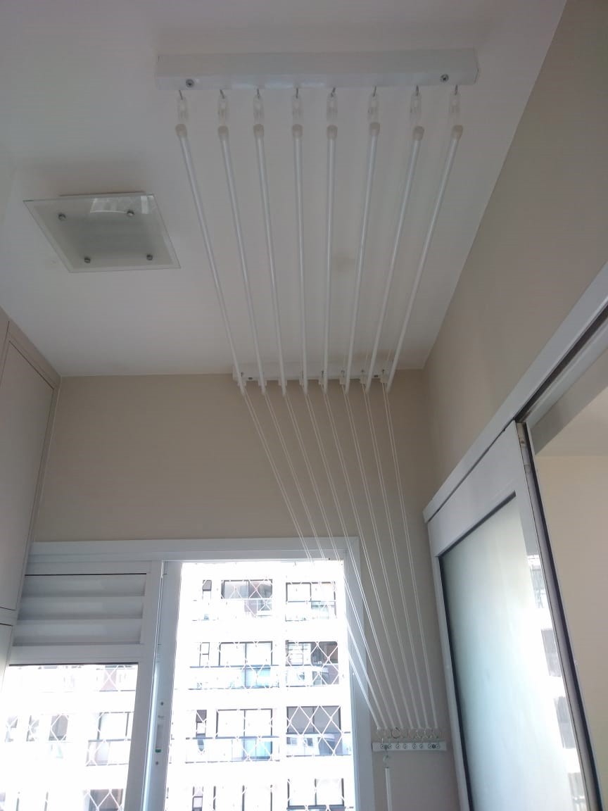 Varal Individual de Teto Branco 8 varetas