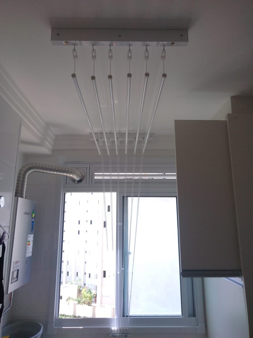 Varal Individual de Teto Branco 6 varetas