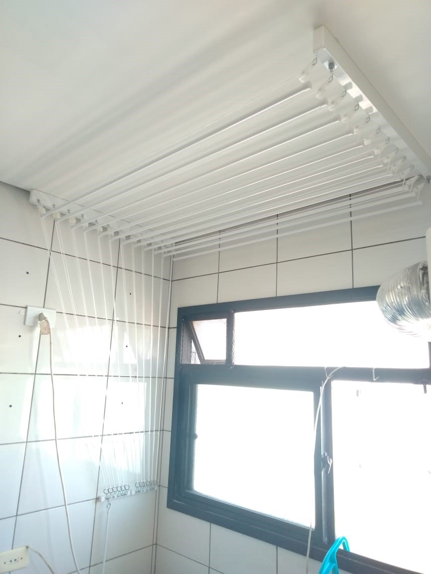 Varal Individual de Teto Branco 12 varetas