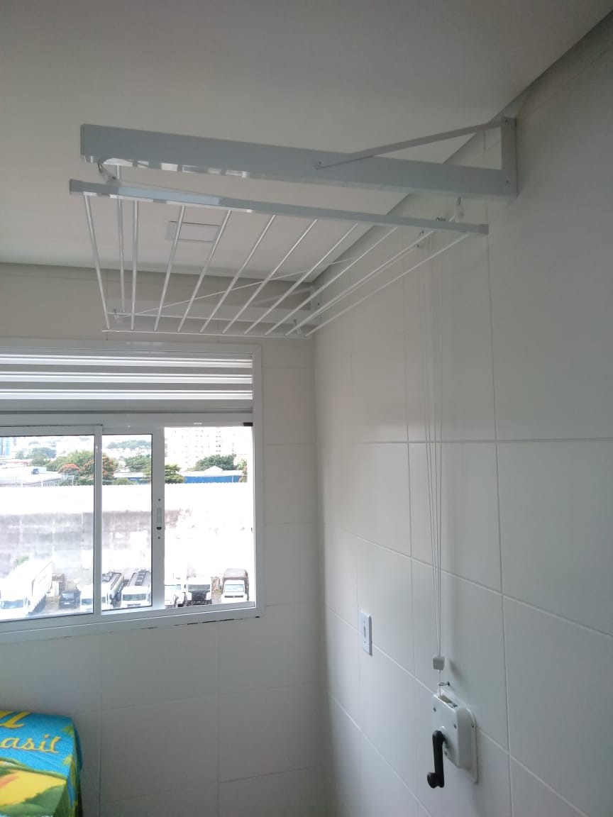 Varal Tradicional de Parede Branco 10 varetas